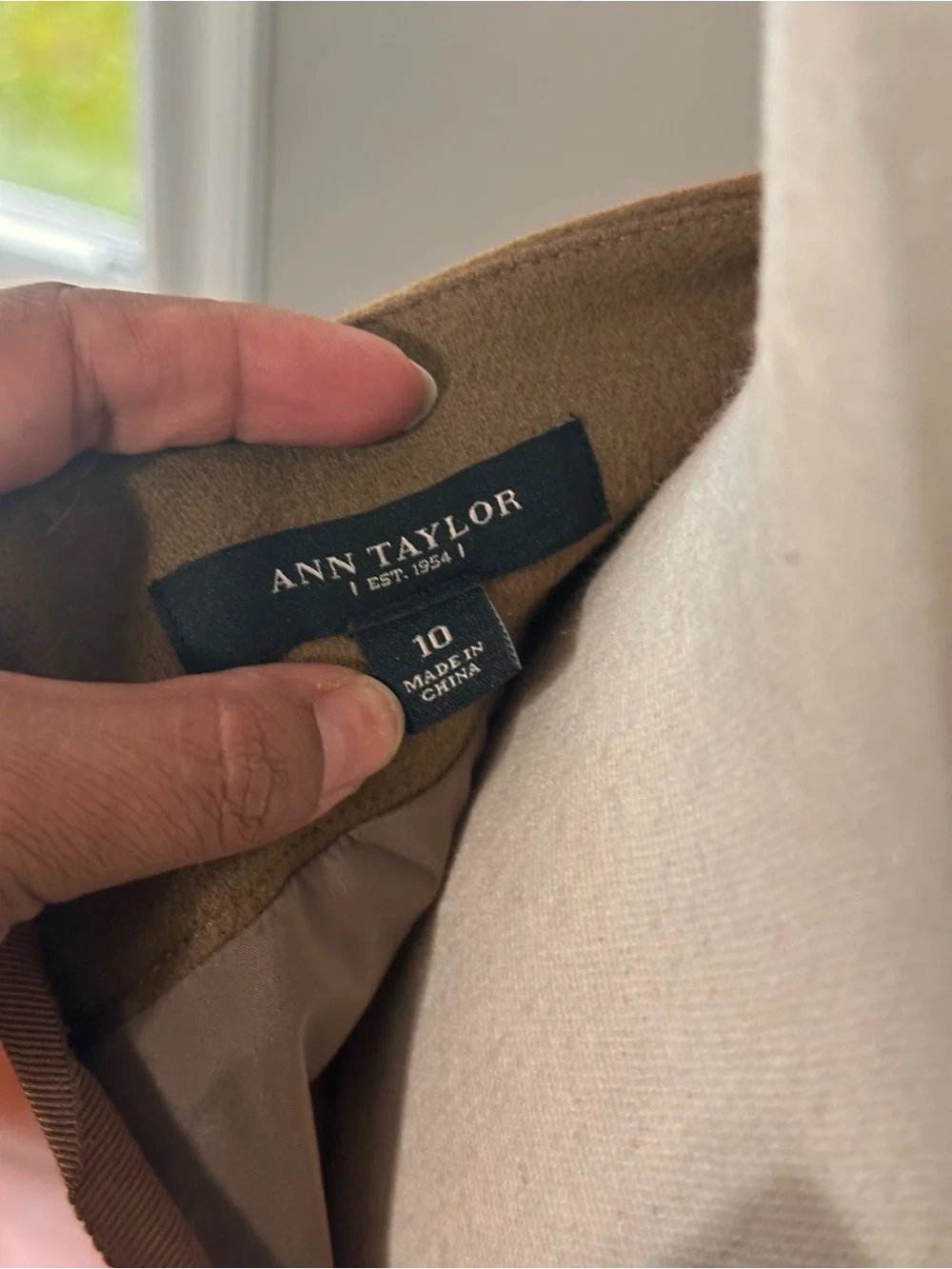 Ann Taylor A-Line Midi Skirt Wool Granola Blend in Camel